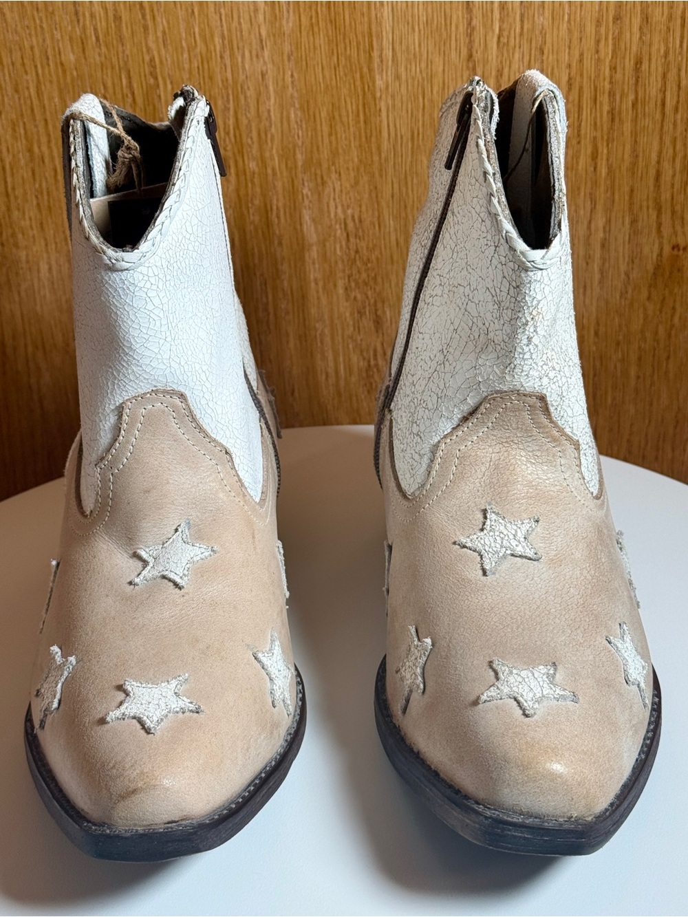 Roper Liberty Star Western Ankle Boots Beige Silver Women’s 8 NWT